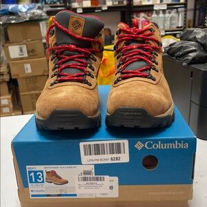 Columbia Tan Hiking Boots with Red Laces